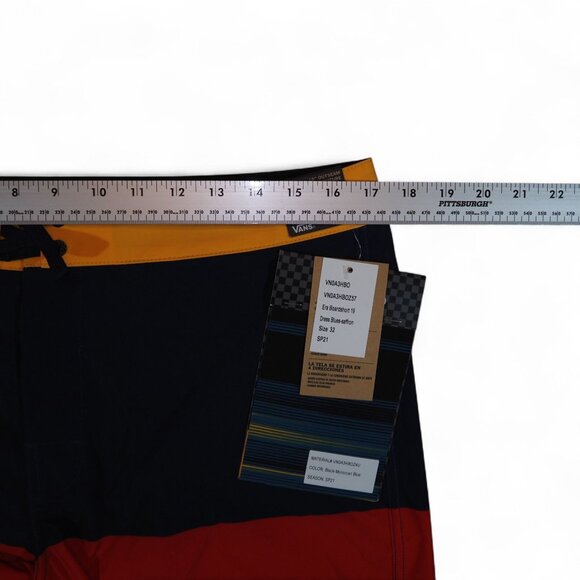 Vans Era Boardshort 19" Outseam Sample Men's 32 x 8 "Dress Blues - Saffron" NWT - Picture 9 of 10